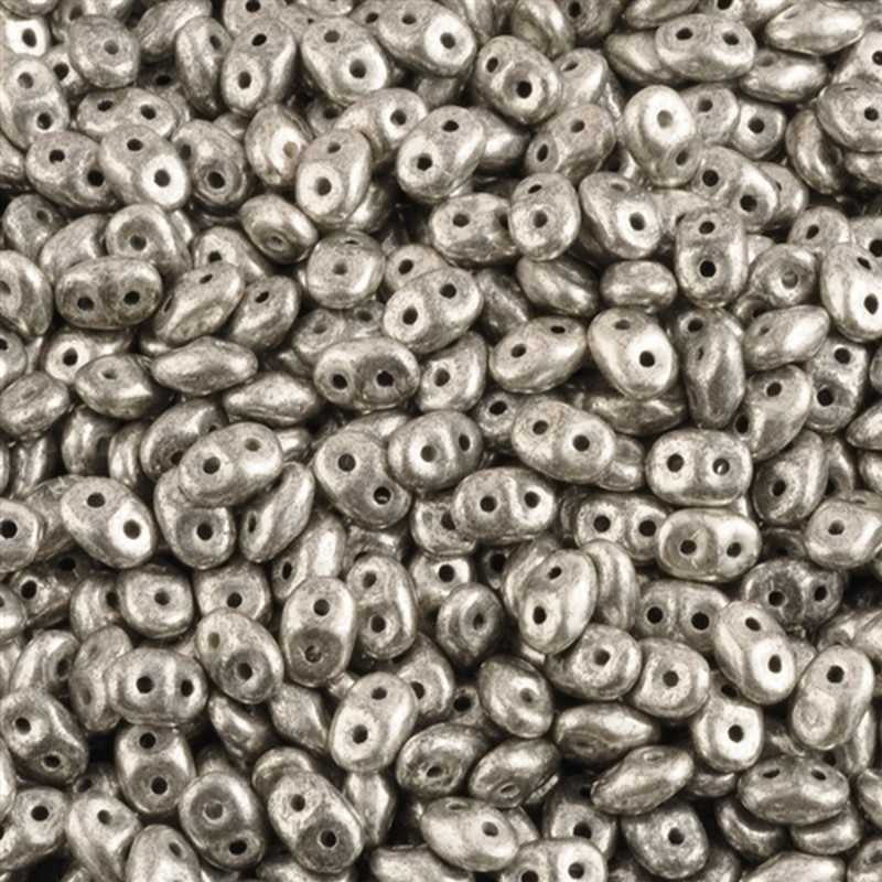 Seed Beads-2.5x5mm Superduo-233 Jet Old Silver-Czech-7 Grams