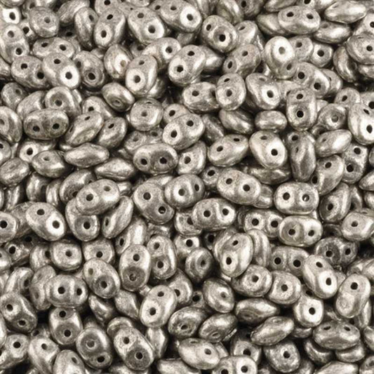 Seed Beads-2.5x5mm Superduo-233 Jet Old Silver-Czech-7 Grams