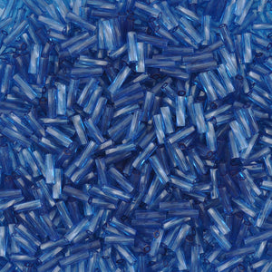 Seed Beads-2x6mm Twisted Bugle-1710 Dyed Transparent Montana-Miyuki-12 Grams