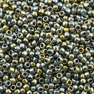 Seed Beads-3/0 Round-512 Galvanized Green Silver-Toho-7 Grams