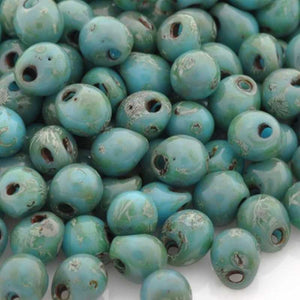 Seed Beads-3.4mm Drop-4514 Opaque Turquoise Blue Picasso-Miyuki-7 Grams