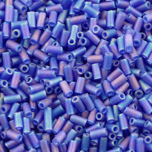 Seed Beads-3mm Bugle-151FR Matte Transparent Cobalt AB-Miyuki-7 Grams