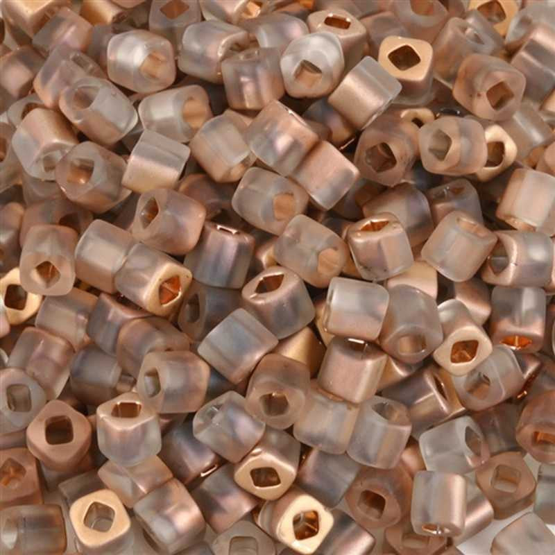 Seed Beads-4mm Cube-Y851F Hybrid Frosted Apollo-Toho-15 Grams