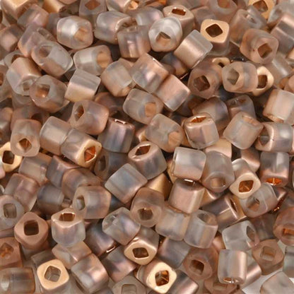 Seed Beads-4mm Cube-Y851F Hybrid Frosted Apollo-Toho-15 Grams