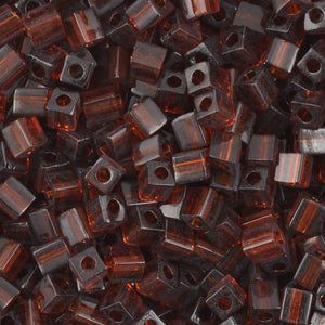 Seed Beads-4mm Cube-134 Transparent Dark Topaz-Miyuki-7 Grams