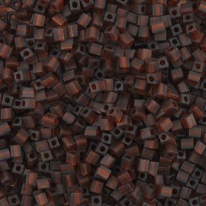 Seed Beads-4mm Cube-134F Matte Transparent Dark Topaz-Miyuki-7 Grams