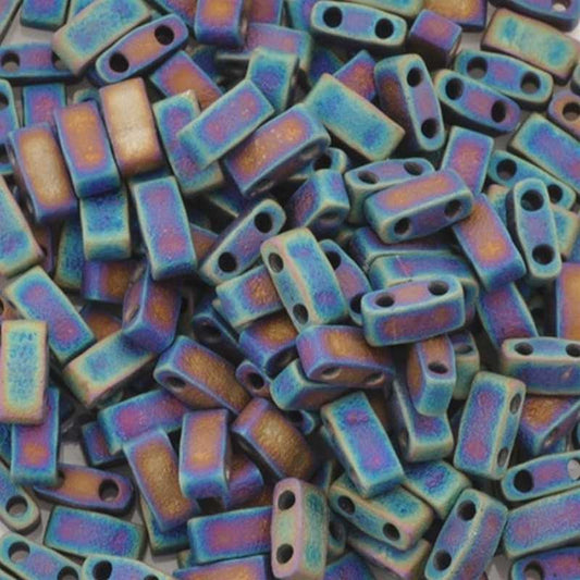 Seed Beads-5mm 1/2 Cut Tila-401FR Matte Black AB-Miyuki-7 Grams