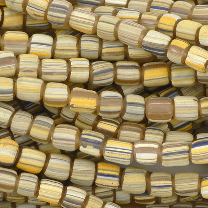 Seed Beads-5mm Handmade Glass-Indonesia-Canary Stripe