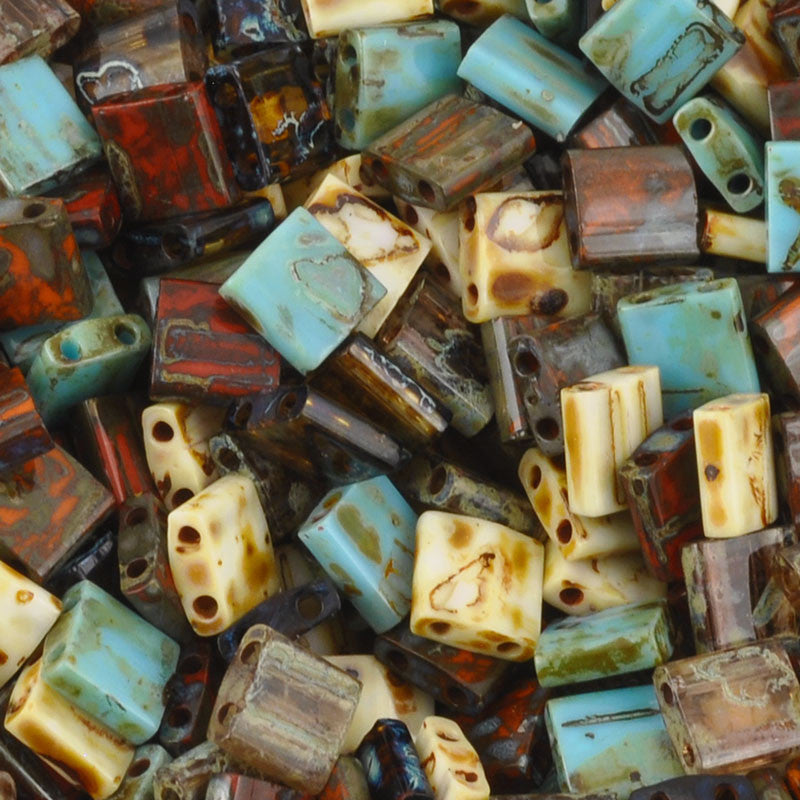 Seed Beads-5mm Tila-005 Hybrid Opaque Picasso Mix-Miyuki