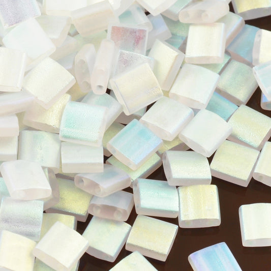 Seed Beads-5mm Tila-025 Crystal AB Full Matte-Miyuki-7 Grams