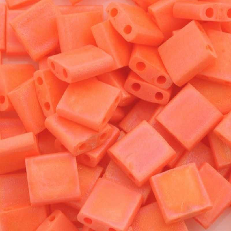 Seed Beads-5mm Tila-406FR Matte Opaque Orange AB-Miyuki-7 Grams
