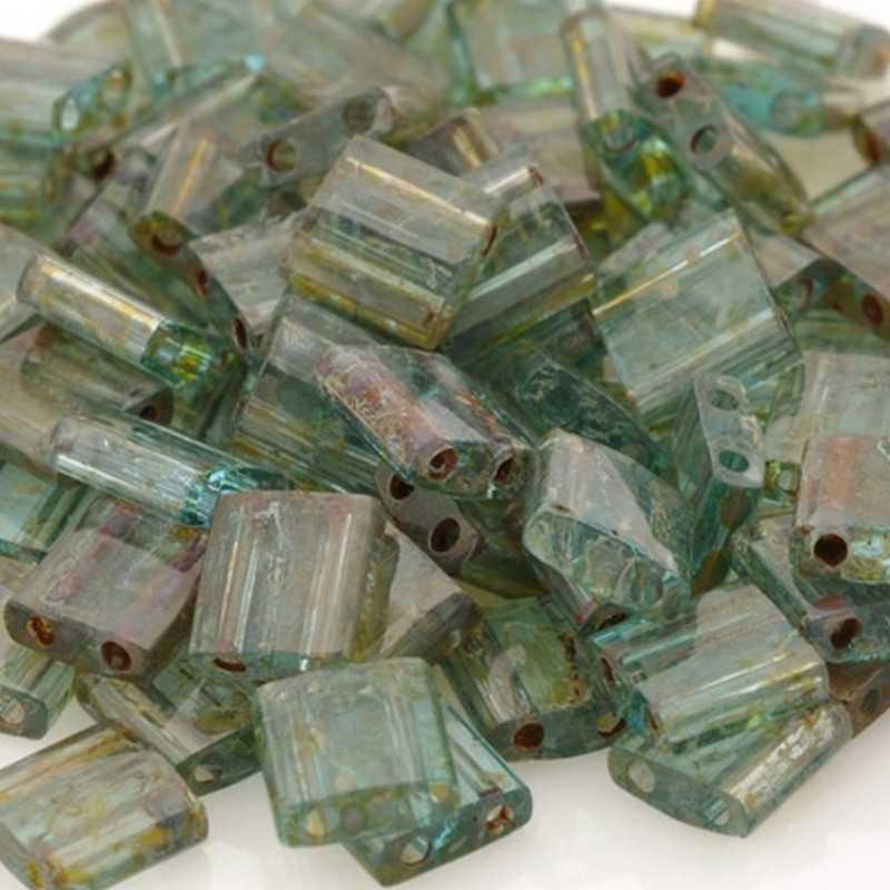 Seed Beads-5mm Tila-4506 Transparent Seafoam Picasso-Miyuki