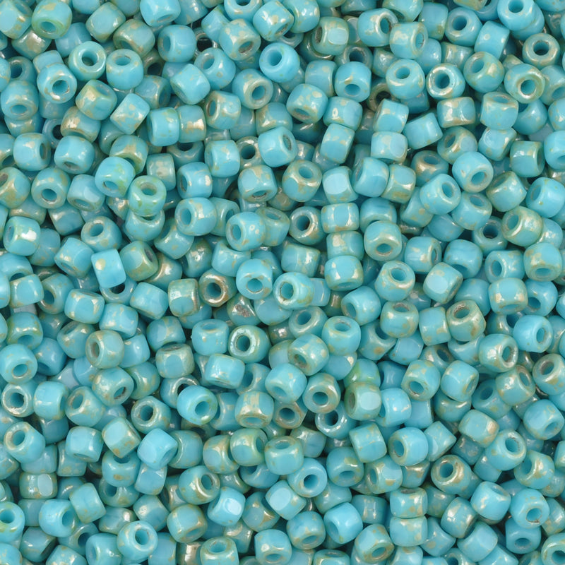Seed Beads-6/0 Matubo-3 Cut-65 Turquoise Blue Rembrandt-Czech-7 Grams