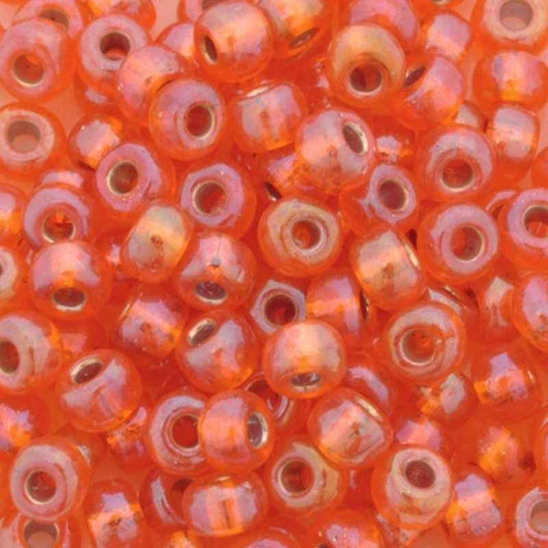 Seed Beads-Round-1008 Silver Lined Orange AB-Miyuki-16 Grams