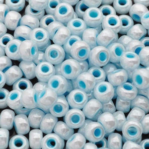 Seed Beads-6/0 Round-430 Aqua Lined White Pearl-Miyuki-16 Grams