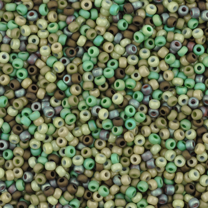 Seed Beads-8/0 Round-002 GoIng Green Mix-Miyuki-16 Grams