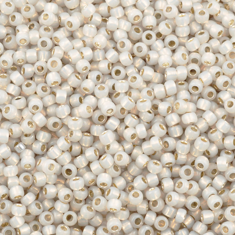 Seed Beads-8/0 Round-2101 Silver Lined Milky Cloud-Toho-16 Grams