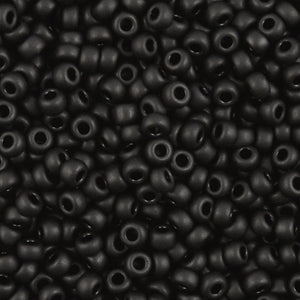 Seed Beads-8/0 Round-401SF Semi-Frosted Black-Miyuki-16 Grams