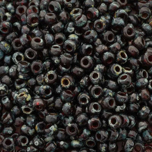 Seed Beads-8/0 Round-4504 Ruby Picasso-Miyuki-16 Grams