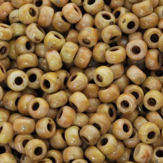 Seed Beads-11/0 Round-4512 Opaque Yellow Picasso-Miyuki