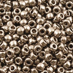 Seed Beads-8/0 Round-711 Nickel Plated Silver-Toho-16 Grams