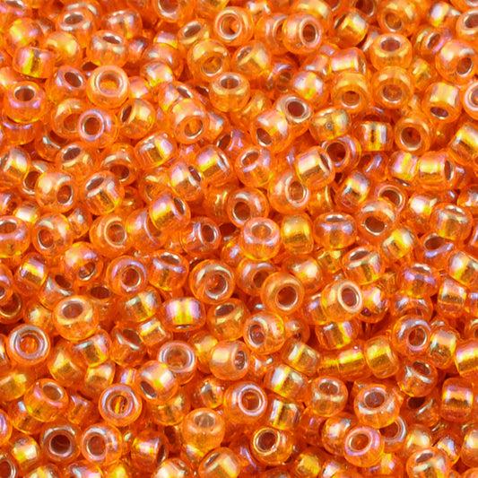 Seed Beads-15/0 Round-1008 Silver Lined Orange AB-Miyuki-7 Grams