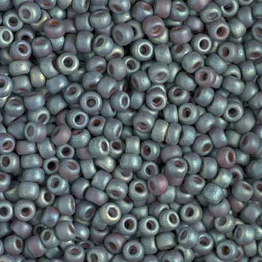 Seed Beads-15/0 Round-2333 Matte Metallic Blue Slate Gold Iris-Miyuki-7 Grams