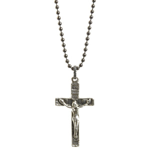 Finished Jewelry-Simple-Catholic Crucifix Cross-Antique Silver-Black Oxide