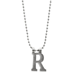 Finished Jewelry-Simple-Letter R-Antique Silver Ball Chain Necklace