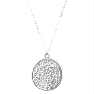 Finished Jewelry-Simple-Phaistos Disc Silver Pendant Necklace