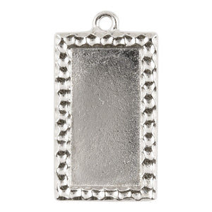 Supplies-30x15mm Rectangle Confetti Bezel-Silver