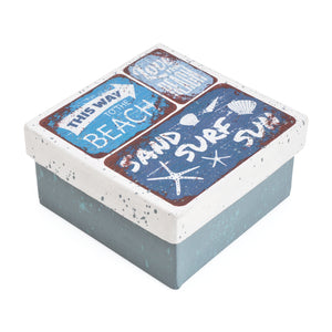 Gift Boxes-Beach Tin Signs-Paper Mache-Square-X-Small-Quantity 1