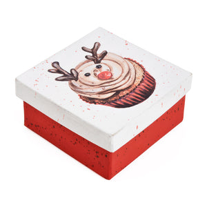 Gift Boxes-Christmas Deer Cupcake-Paper Mache-Square-X-Small-Quantity 1