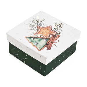 Gift Boxes-Cinnamon and Pine Branches-Paper Mache-Square-X-Small-Quantity 1
