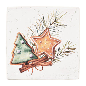 Gift Boxes-Cinnamon and Pine Branches-Paper Mache-Square-X-Small-Quantity 1