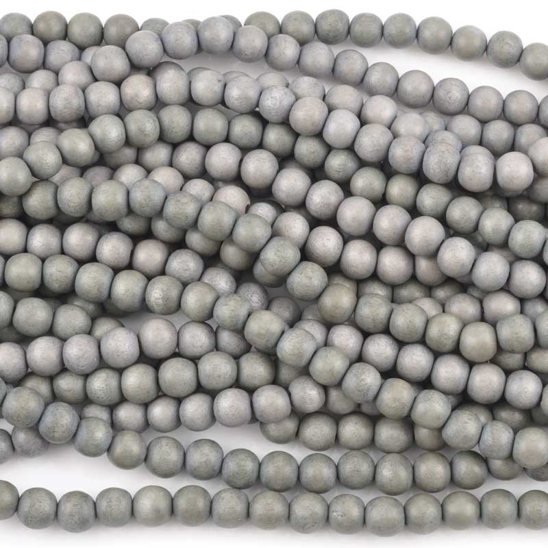 Wood Beads-12mm Round-Dove Grey
