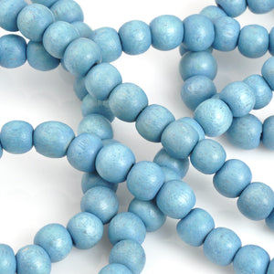 Wood Beads-6mm Round-Stone Blue-16 Inch Strand-Quantity 1