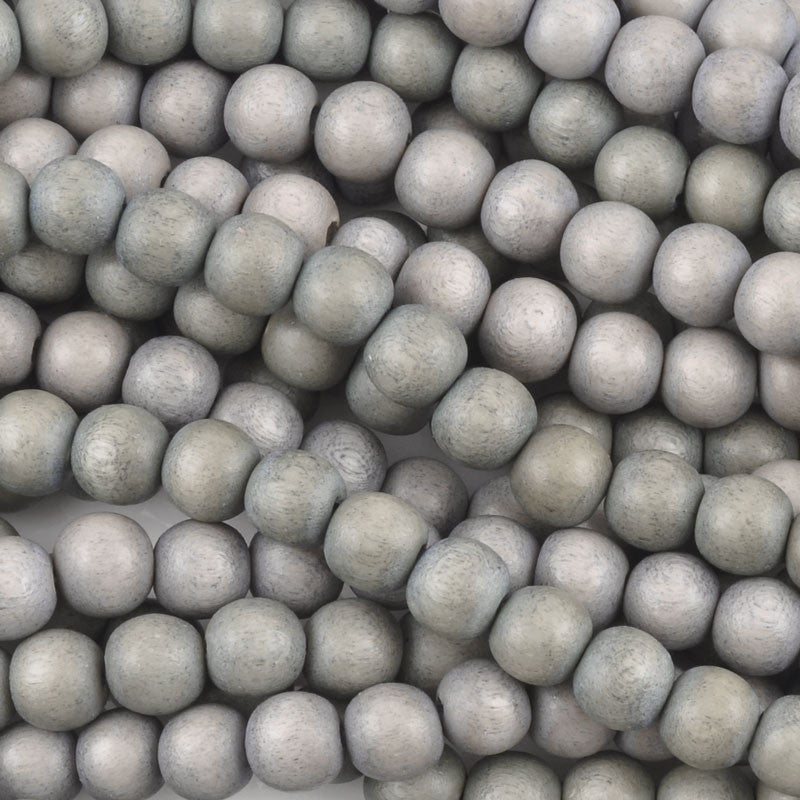 Wood Beads-Round-Dove Grey-16 Inch Strand