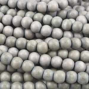 Wood Beads-Round-Dove Grey-16 Inch Strand