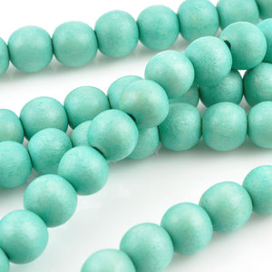Wood Beads-Round-Turquoise